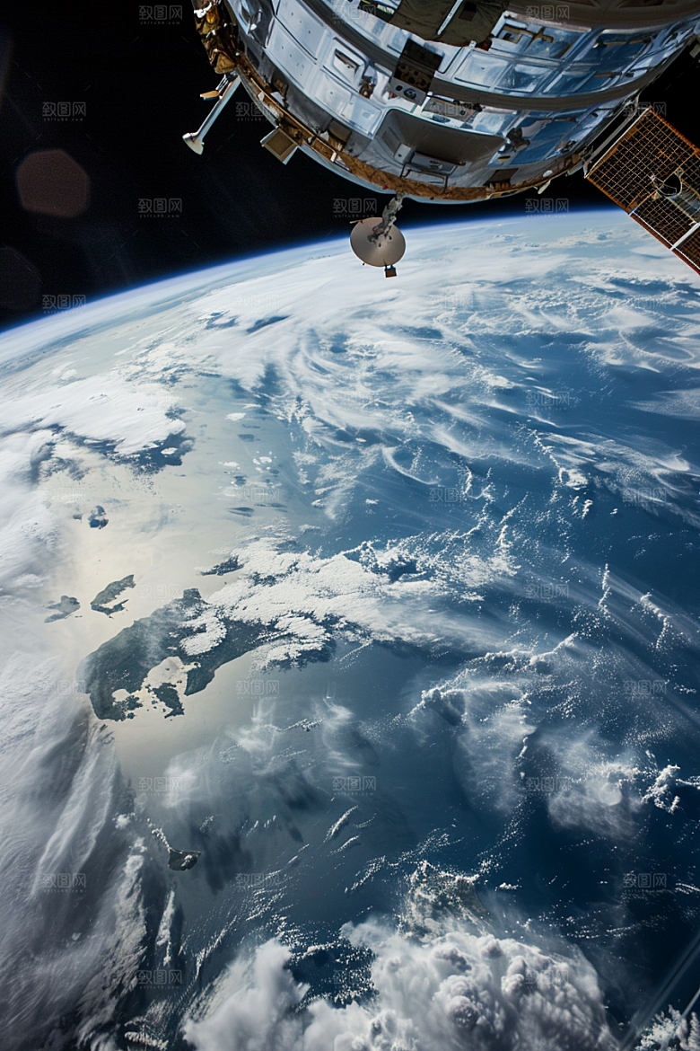 卫星空间站科技星空摄影图