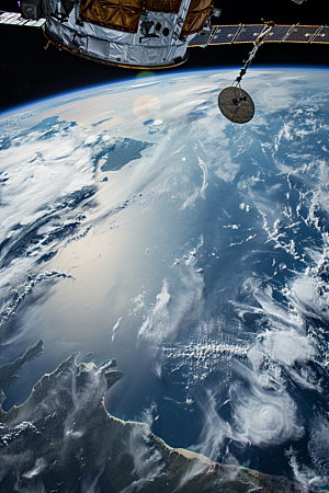 卫星空间站太空航天日摄影图
