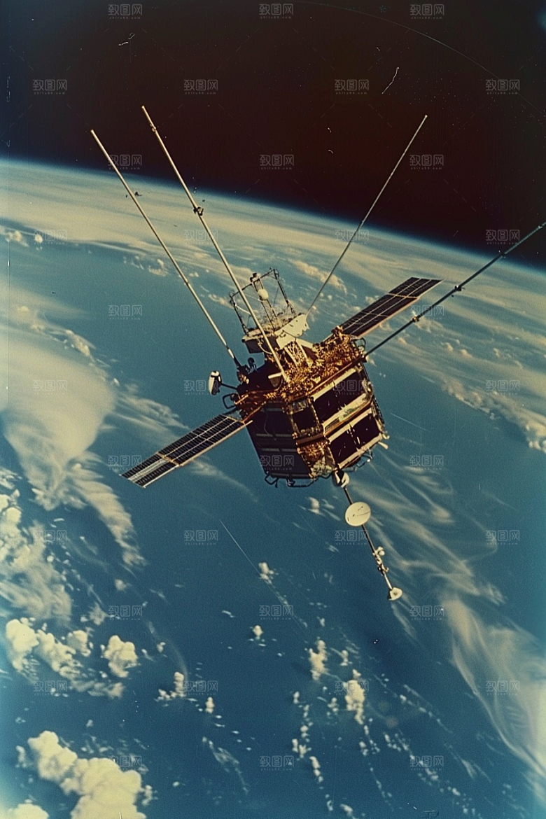 卫星空间站星空星辰大海摄影图