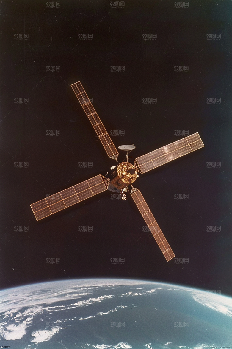 卫星空间站未来太空摄影图