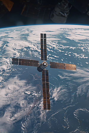 卫星空间站科技星空摄影图