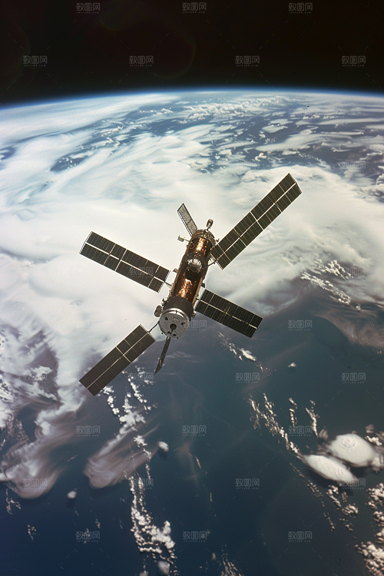 卫星空间站星空高清摄影图