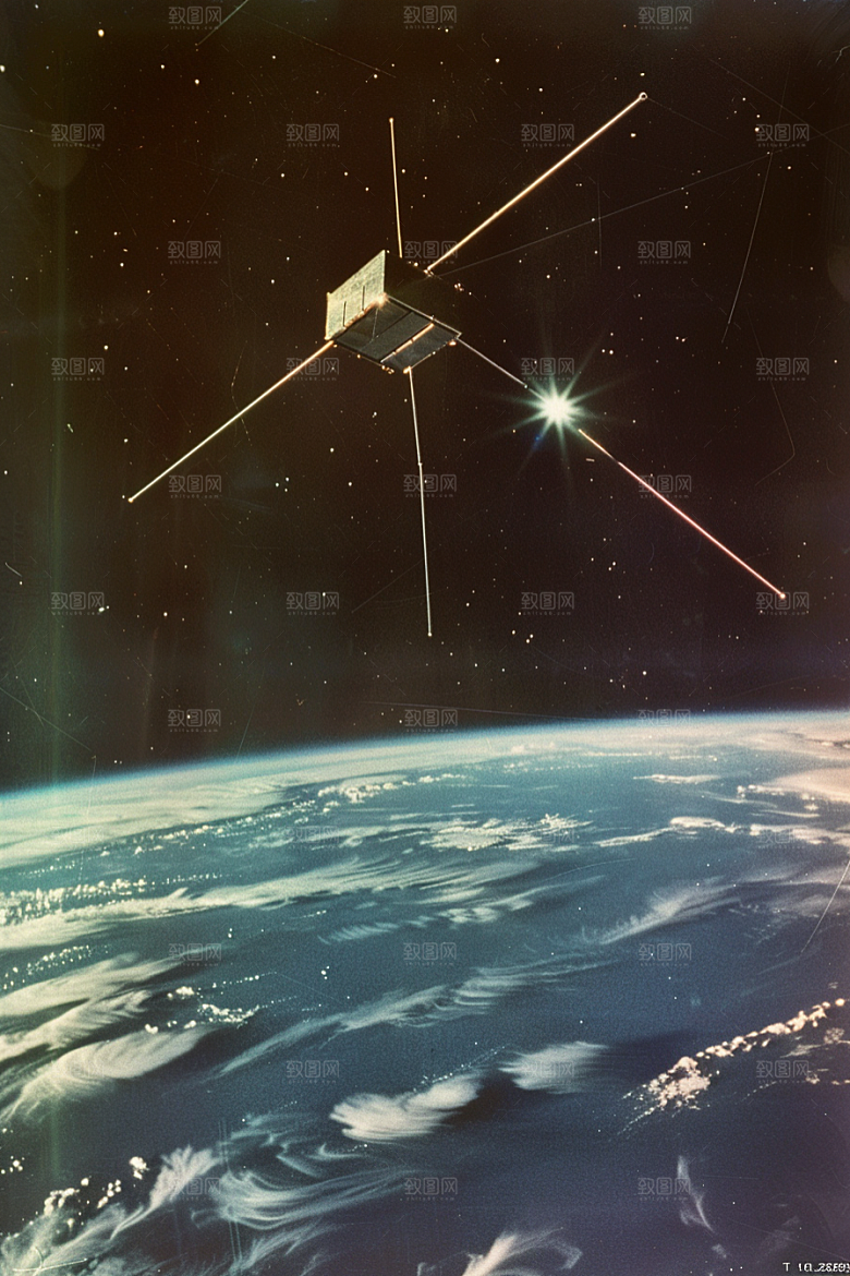 卫星空间站太空星辰大海摄影图