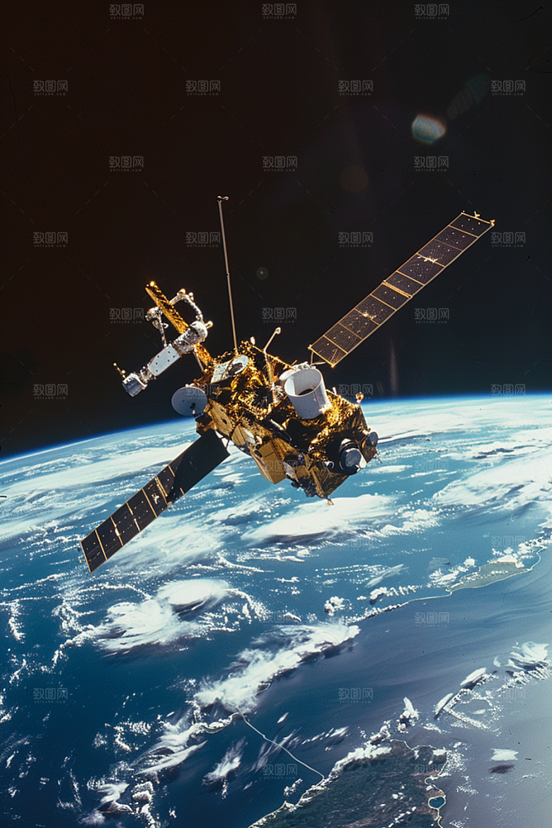 卫星空间站地球星辰大海摄影图
