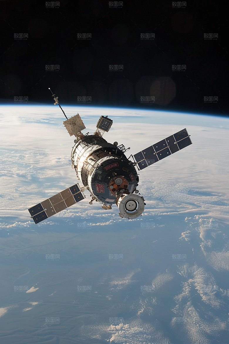 卫星空间站高清星辰大海摄影图
