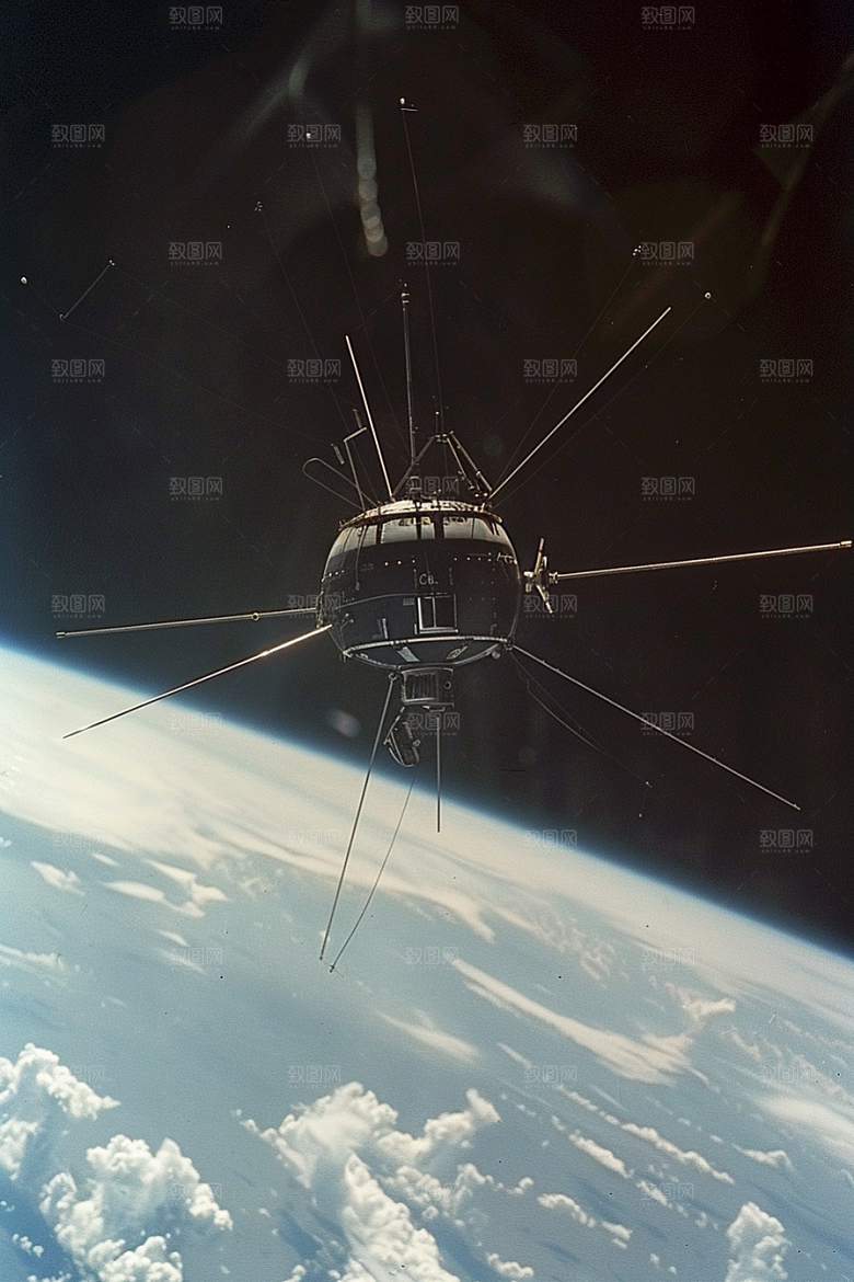 卫星空间站太空航天日摄影图