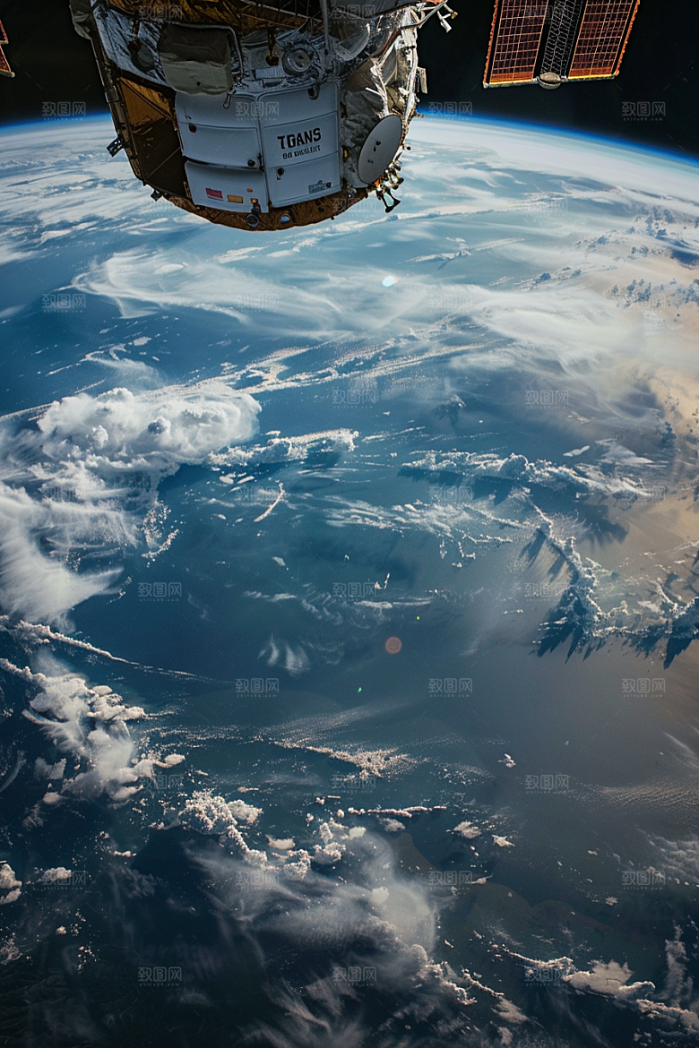 卫星空间站太空航天日摄影图