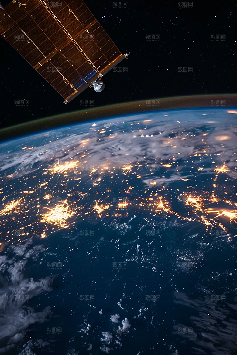 卫星空间站星空科技摄影图