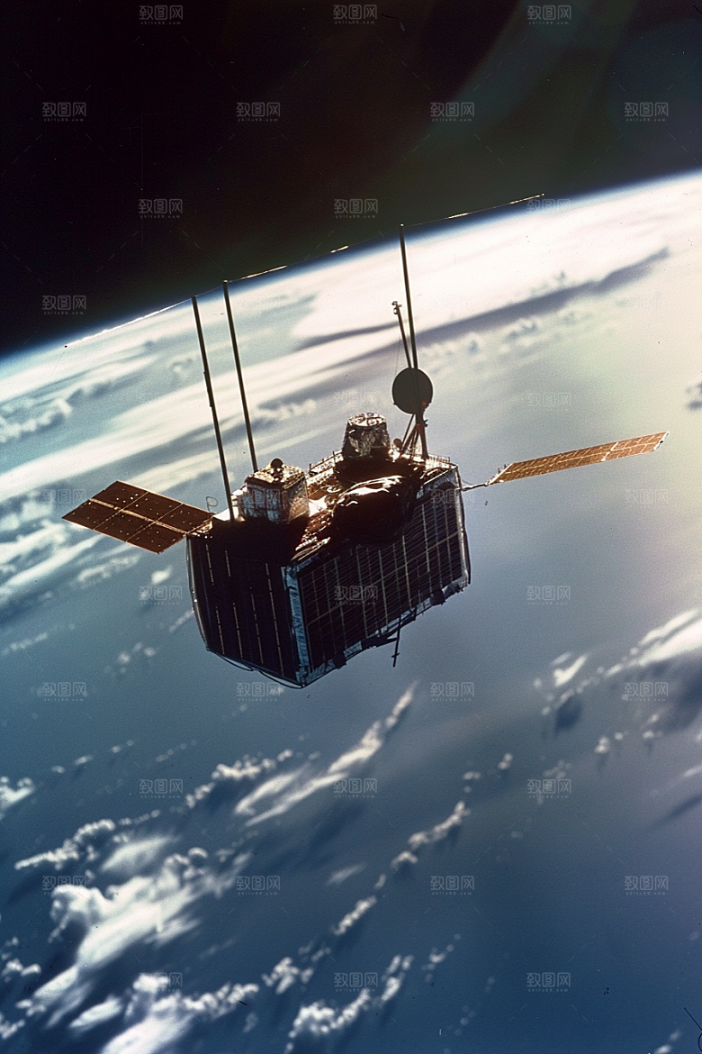 卫星空间站地球星辰大海摄影图