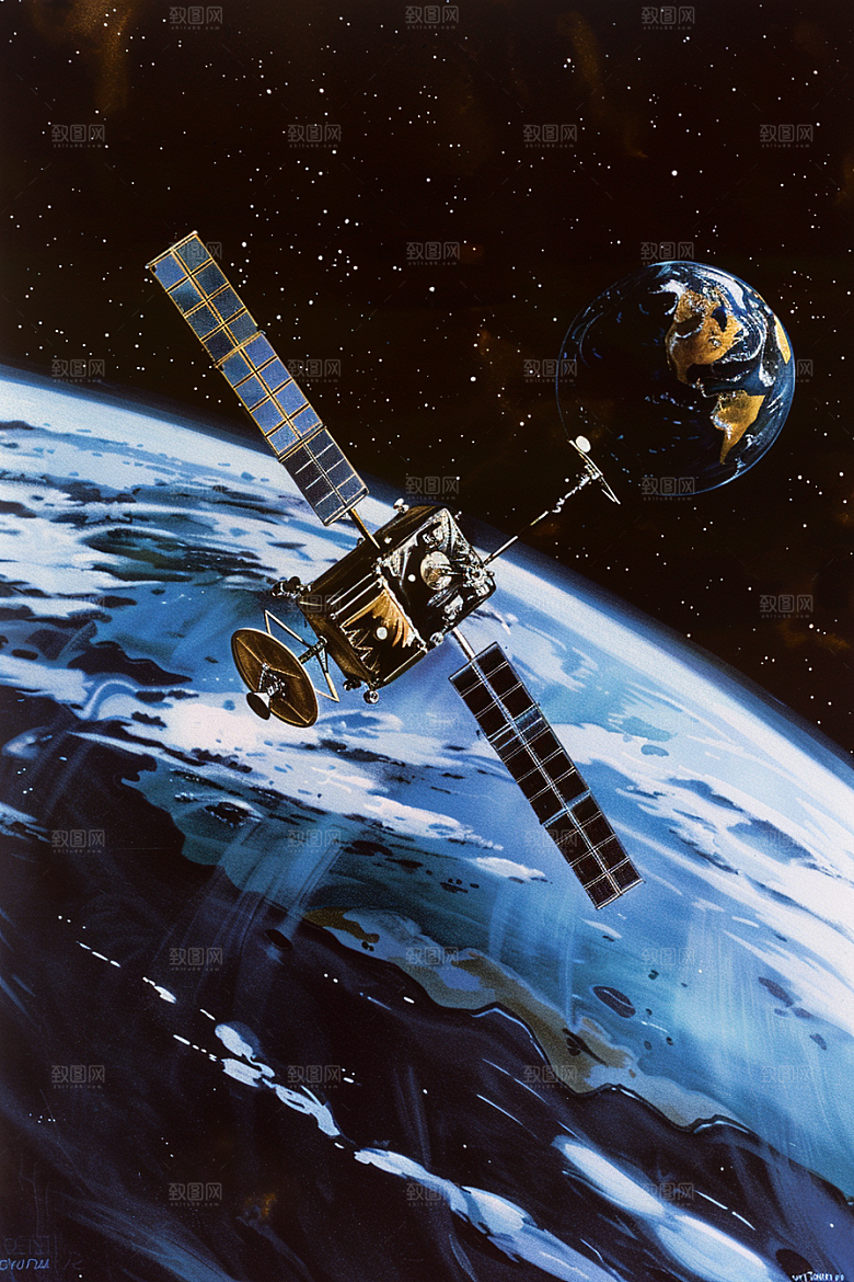 卫星空间站星辰大海宇宙摄影图