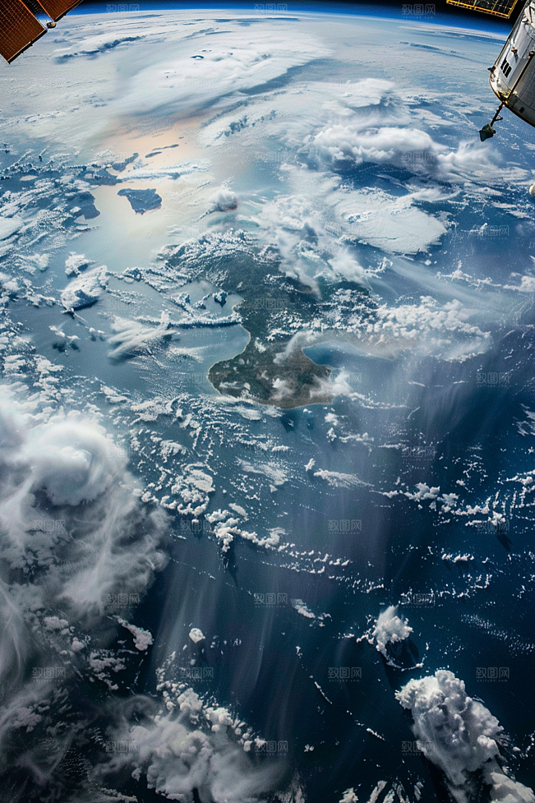 卫星空间站太空星空摄影图