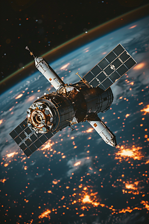 卫星空间站星球航天日摄影图