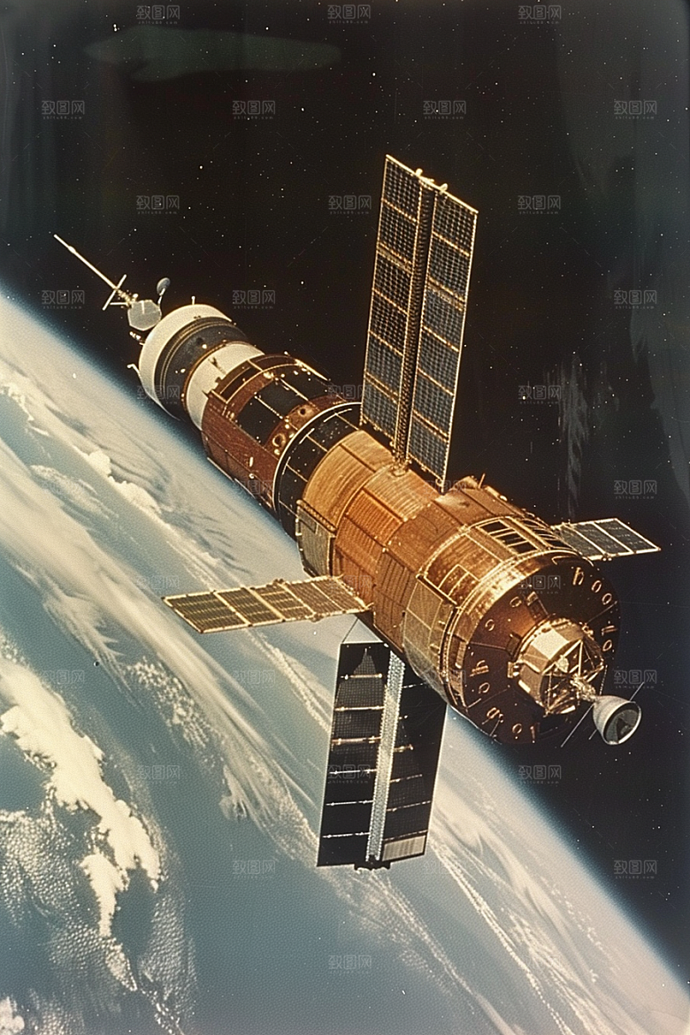 卫星空间站太空地球摄影图