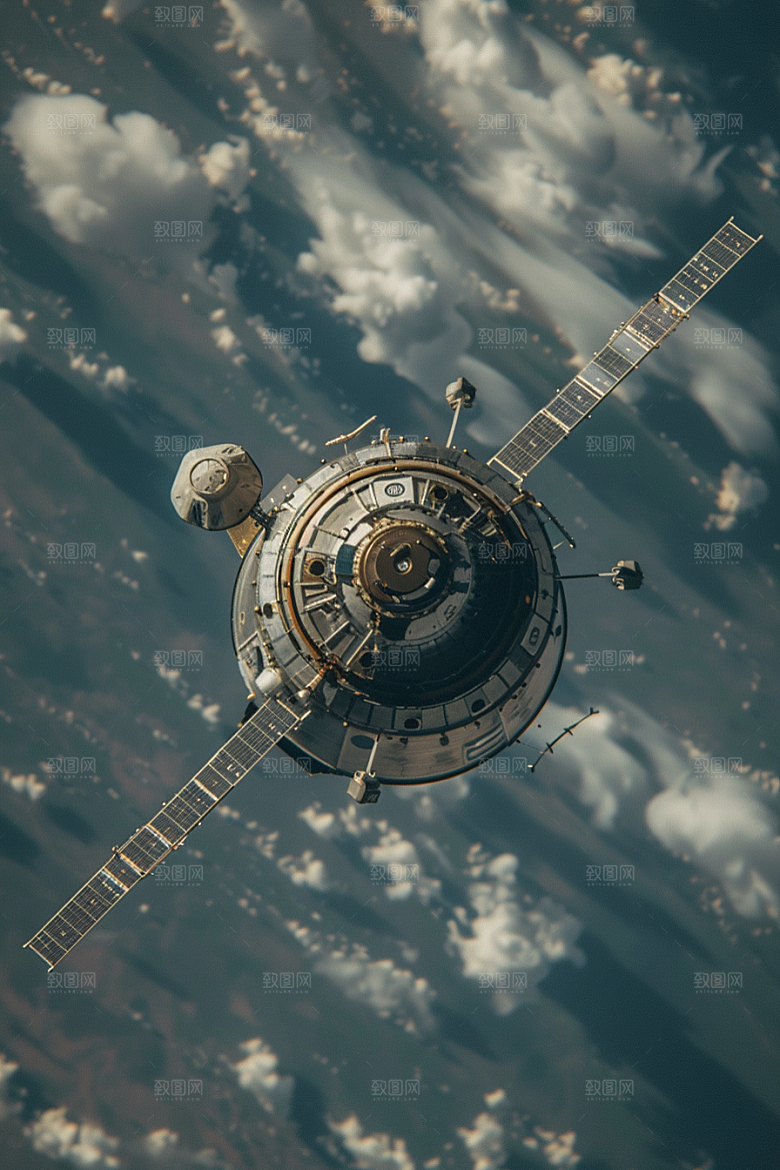 卫星空间站未来太空摄影图