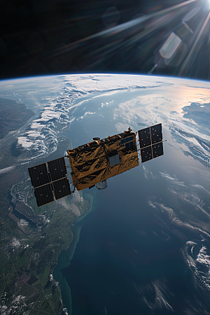 卫星空间站星辰大海地球摄影图