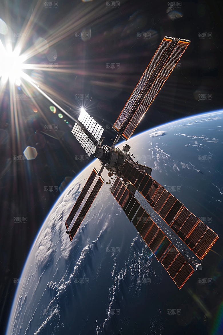 卫星空间站未来太空摄影图