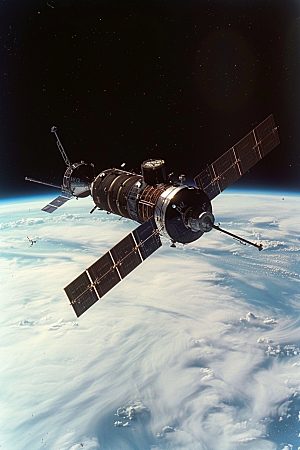卫星空间站太空星空摄影图