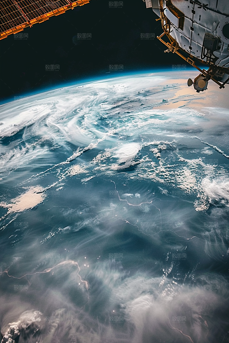 卫星空间站宇航星空摄影图