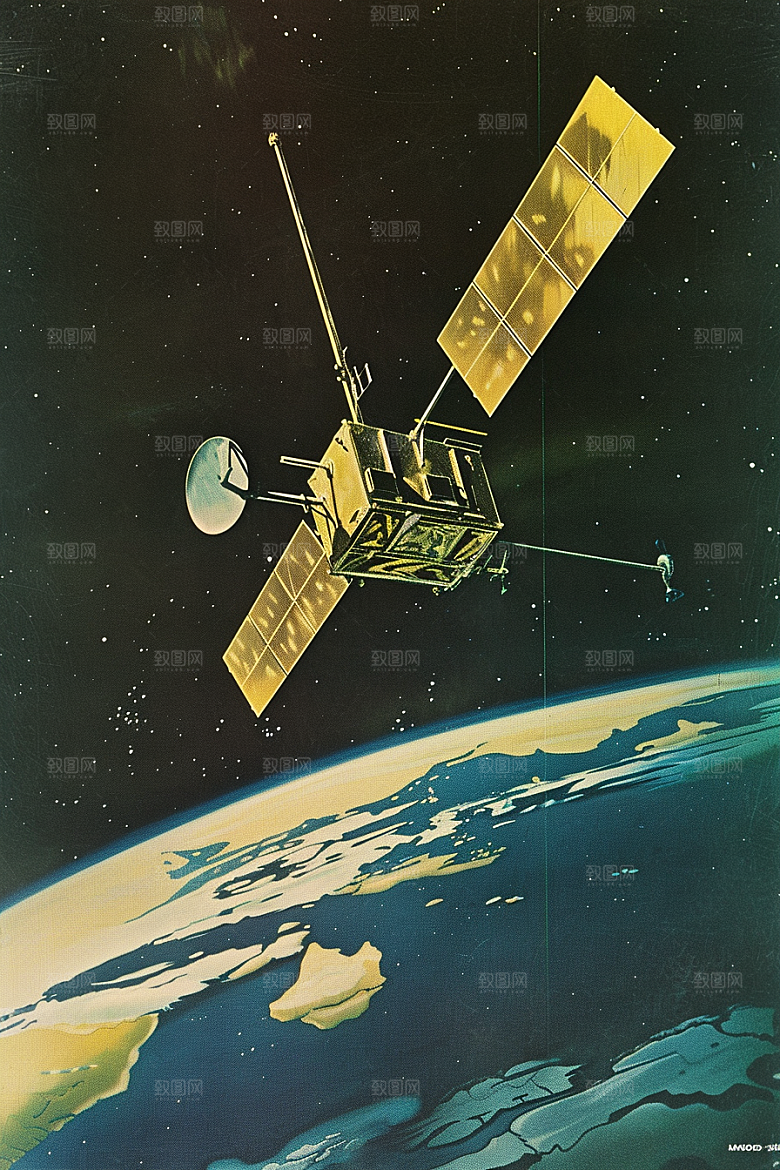 卫星空间站地球星空摄影图