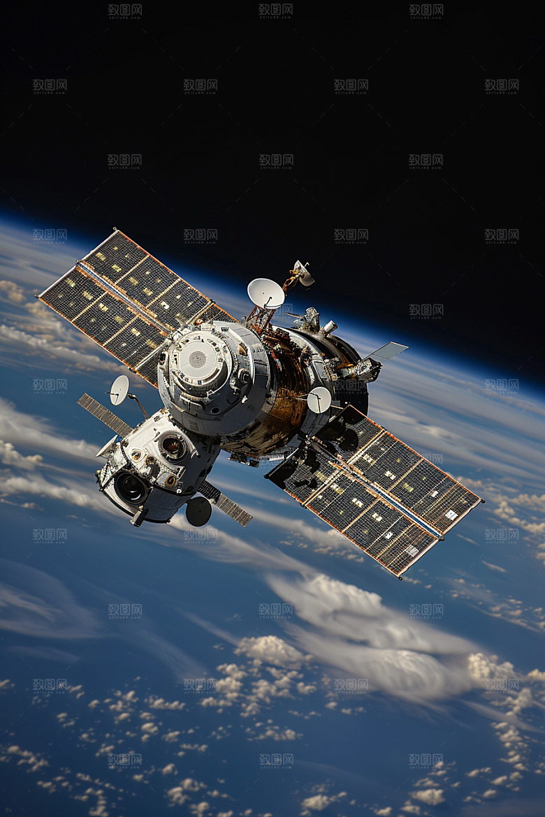 卫星空间站航天日星空摄影图