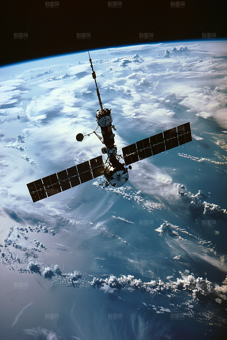 卫星空间站高清星辰大海摄影图