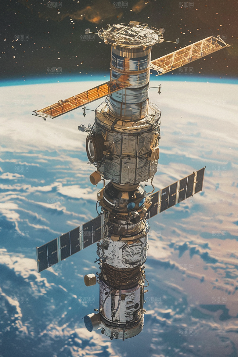 卫星空间站星辰大海未来摄影图