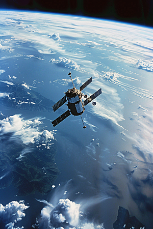 卫星空间站地球太空摄影图