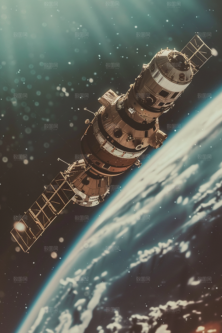 卫星空间站太空地球摄影图