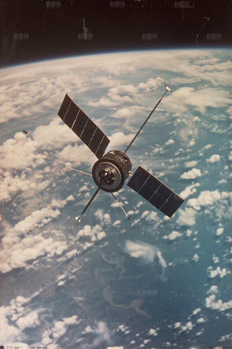 卫星空间站宇宙星辰大海摄影图
