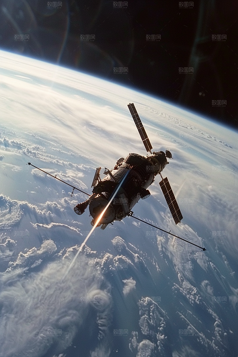 卫星空间站星辰大海高清摄影图