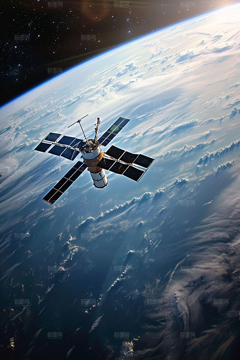 卫星空间站太空航天日摄影图
