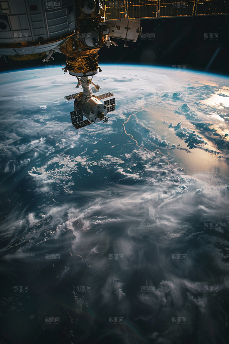 卫星空间站地球太空摄影图