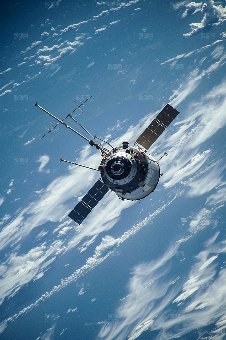 卫星空间站星辰大海太空摄影图