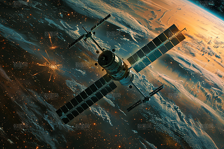 卫星空间站地球太空摄影图