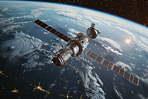 卫星空间站星辰大海高清摄影图