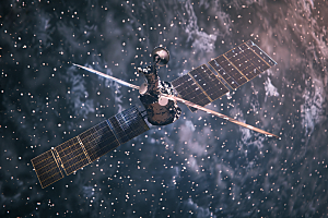 卫星空间站地球航天日摄影图