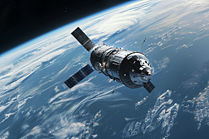 卫星空间站星空高清摄影图