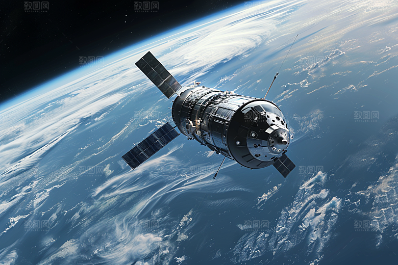 卫星空间站星空高清摄影图