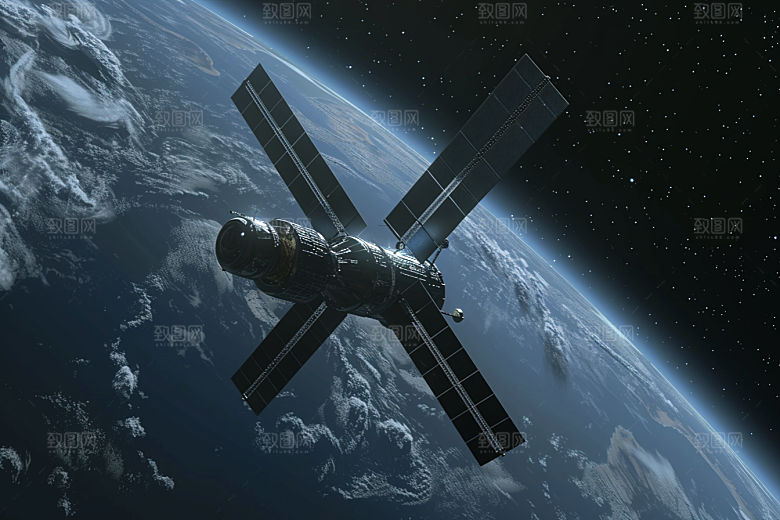 卫星空间站地球星辰大海摄影图