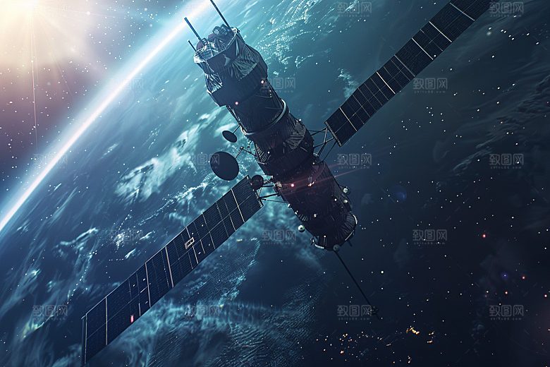 卫星空间站星辰大海航天日摄影图
