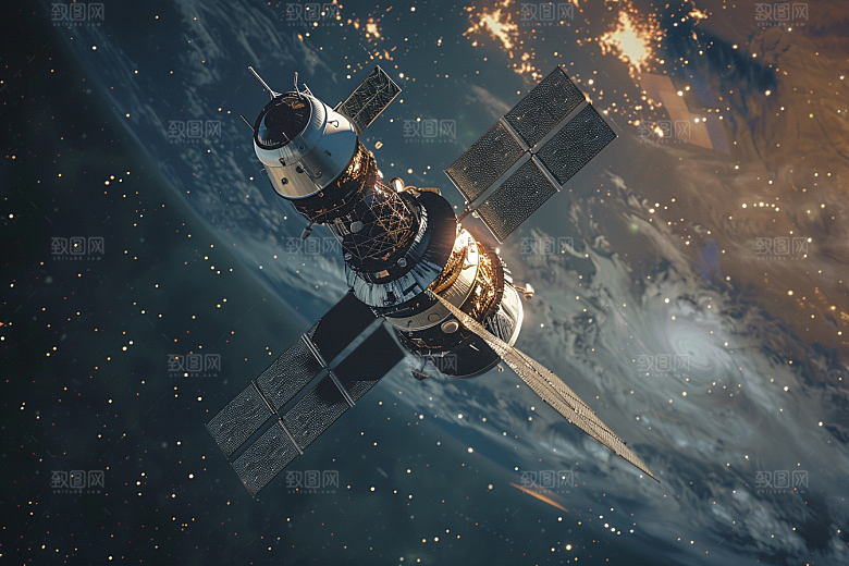 卫星空间站星空宇宙摄影图