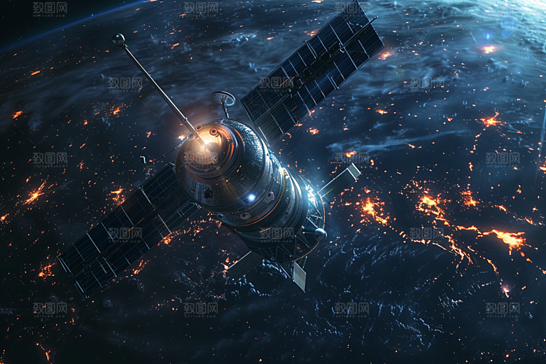 卫星空间站星辰大海星球摄影图