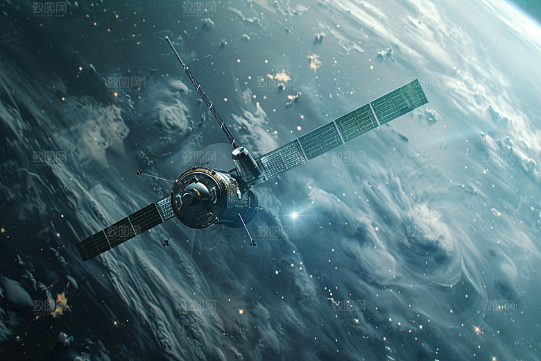 卫星空间站地球星空摄影图