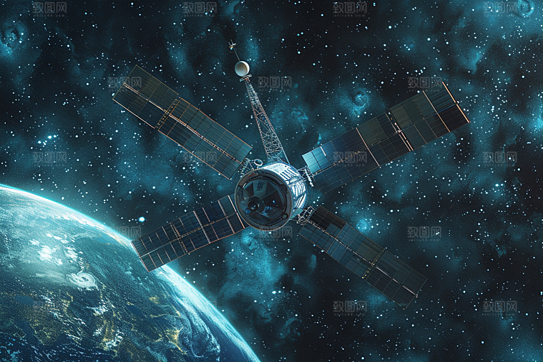 卫星空间站宇宙星辰大海摄影图