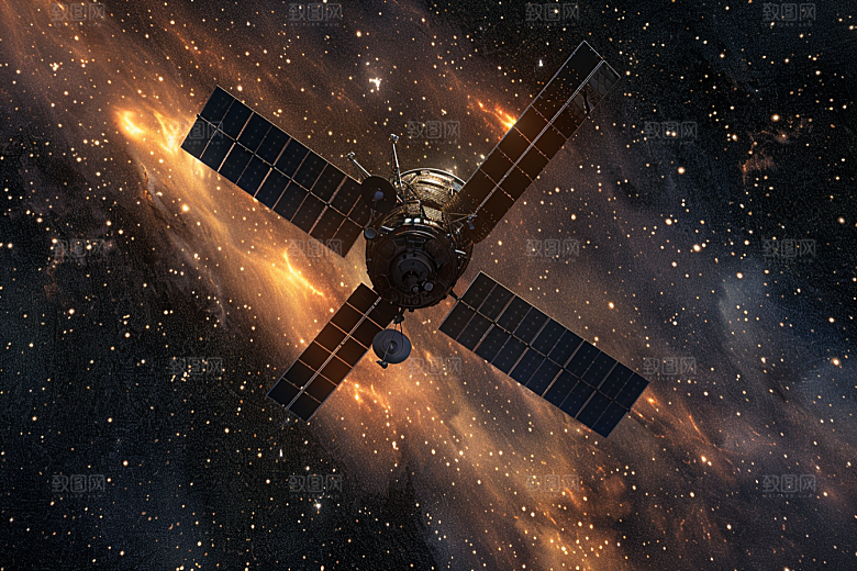 卫星空间站星辰大海宇宙摄影图