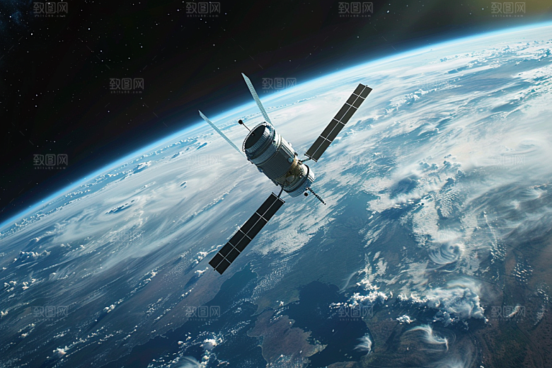 卫星空间站科技星空摄影图