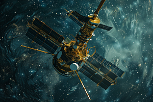 卫星空间站星辰大海宇宙摄影图