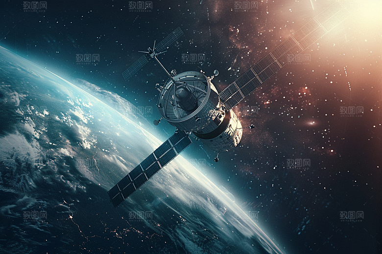 卫星空间站星辰大海宇宙摄影图