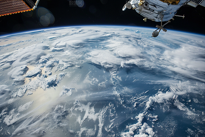 卫星空间站星空地球摄影图