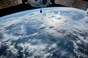 卫星空间站宇航星辰大海摄影图